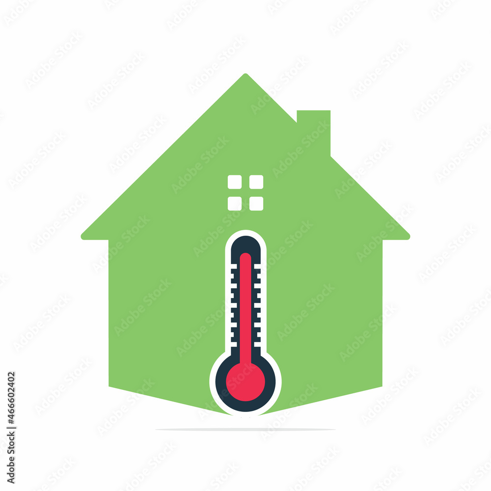 House temperature icon and thermometer icon vector. Illustration of the temperature in the house.