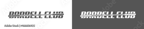 logo athletic club for bodybuilding, powerlifting, weightlifting, crossfit and fitness training. Barbell club logo vintage design isolated on background. Emblem for gym and heavy training of strongman