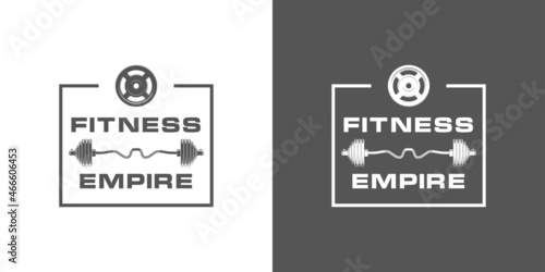 logo athletic club for bodybuilding, powerlifting, weightlifting, crossfit and fitness training. Barbell club logo vintage design isolated on background. Emblem for gym and heavy training of strongman