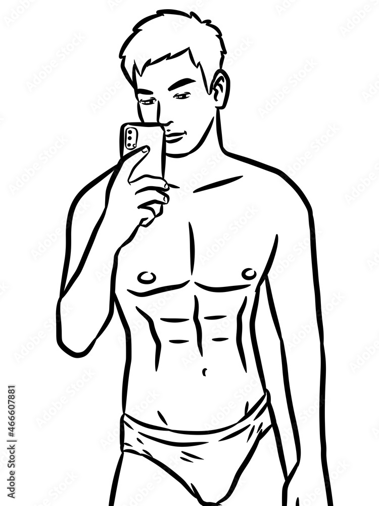 Fototapeta premium black and white of man cartoon for coloring