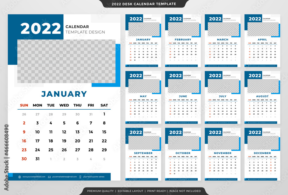 2022 calendar template layout with minimalist and modern style use for office planner and daily schedule 2022 calendar template layout with minimalist and modern style use for office planner and daily schedule
