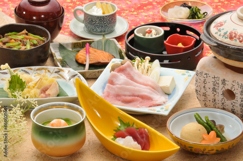 会席　和　料理 刺身　造り　調理　煮付　懐石　盛付　和食　日本　雅　和紙　新鮮　鮮魚　豚肉