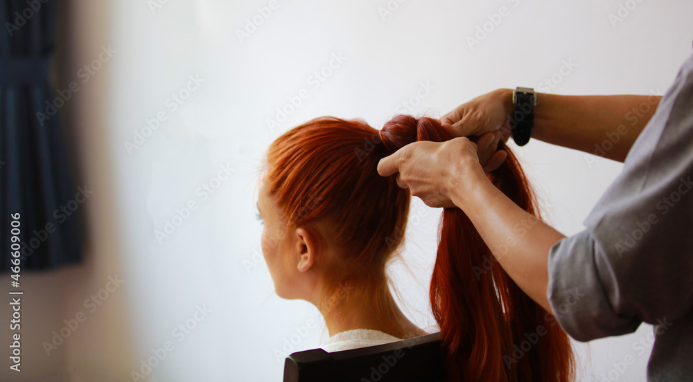 Naklejka premium Beauty Hair setting beauty lifestyle of woman