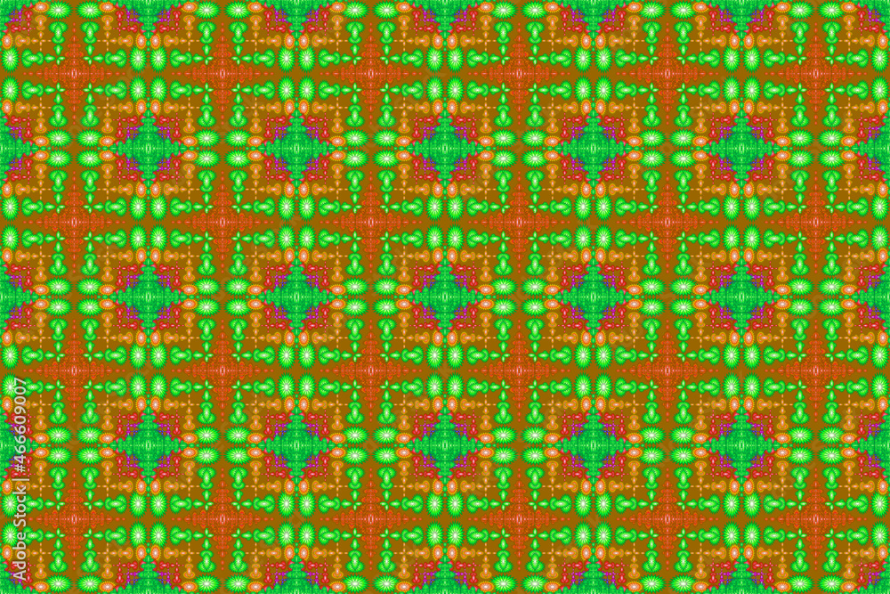 Ethnic seamless pattern floral blue green red,seamless pattern,for curtain pattern design,rug,wallpaper,garment,wrap,batik,fabric pattern,brown background