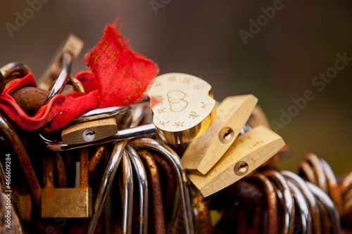 Lover key locks on Huangshan mountains (Yellow mountain), Anhui, China