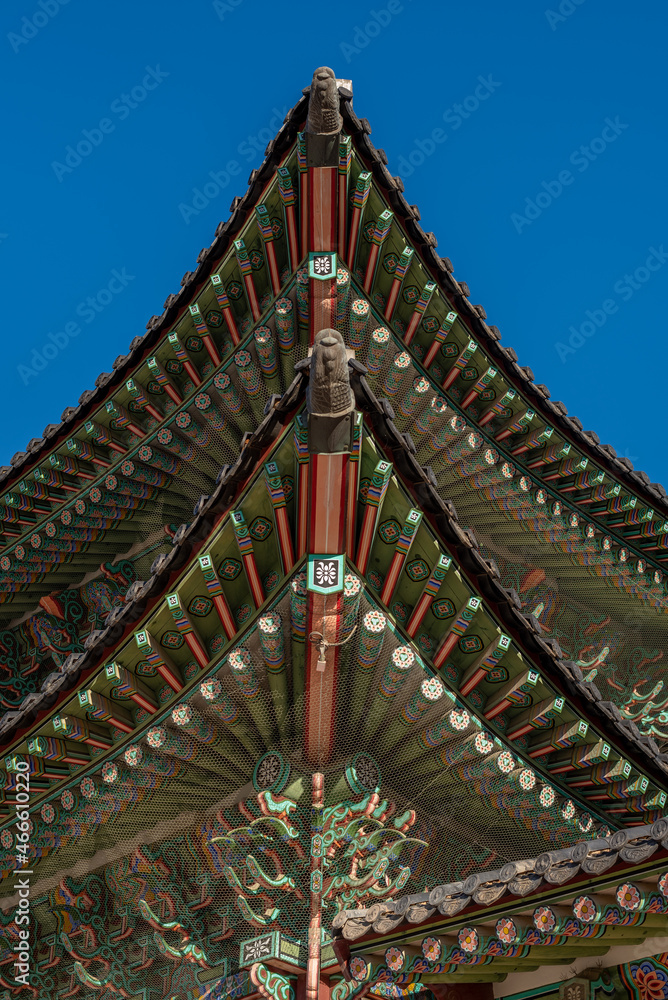 Architecture of Gyeongbokgung royal palace of the Joseon dynasty in Seoul Korea Architecture of Gyeongbokgung royal palace of the Joseon dynasty in Seoul Korea