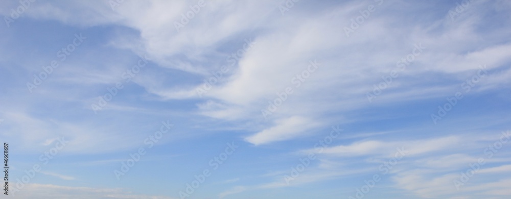 爽やかな青空と、ハケで刷いたような流れのある白い雲