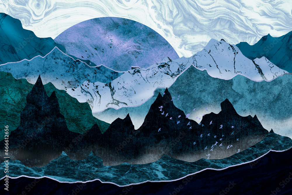 The cold mountains by winter