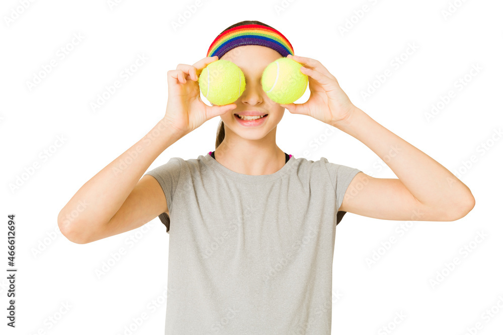 Young girl having fun during a tennis game Young girl having fun during a tennis game