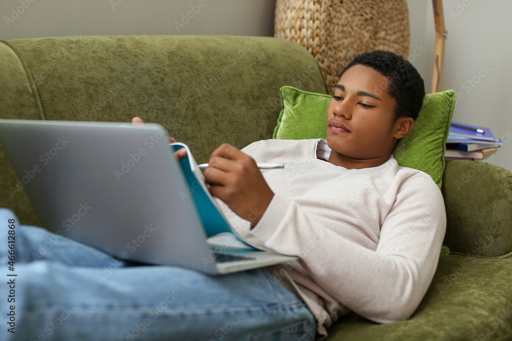African-American student preparing for exam at home African-American student preparing for exam at home