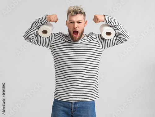 Emotional muscled man with ...