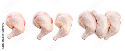 Set of Chicken legs isolated on white background.