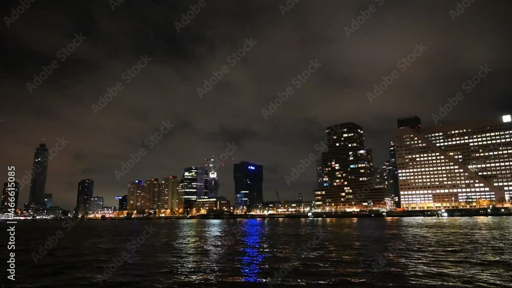 Rottedam, Holland. City of Rotterdam by night. Panoramic view of ...