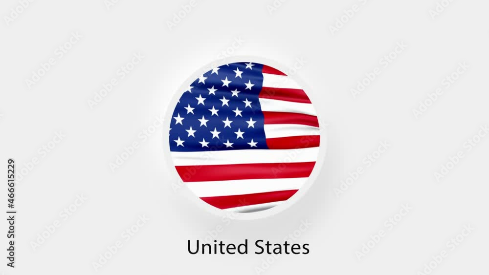 USA Circular Flag Loop. Animated national flag of United States American. Realistic USA Flag waving. 4K USA Circular Flag Loop. Animated national flag of United States American. Realistic USA Flag waving. 4K