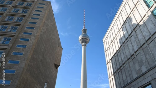 Berlin, Germany. TV tower on Alexander Platz. Popular tourist destination and symbol of city.  photo