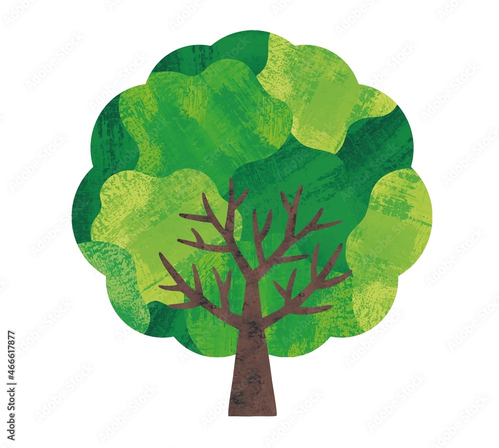 水彩のコラージュの大木2 Stock Vector Adobe Stock