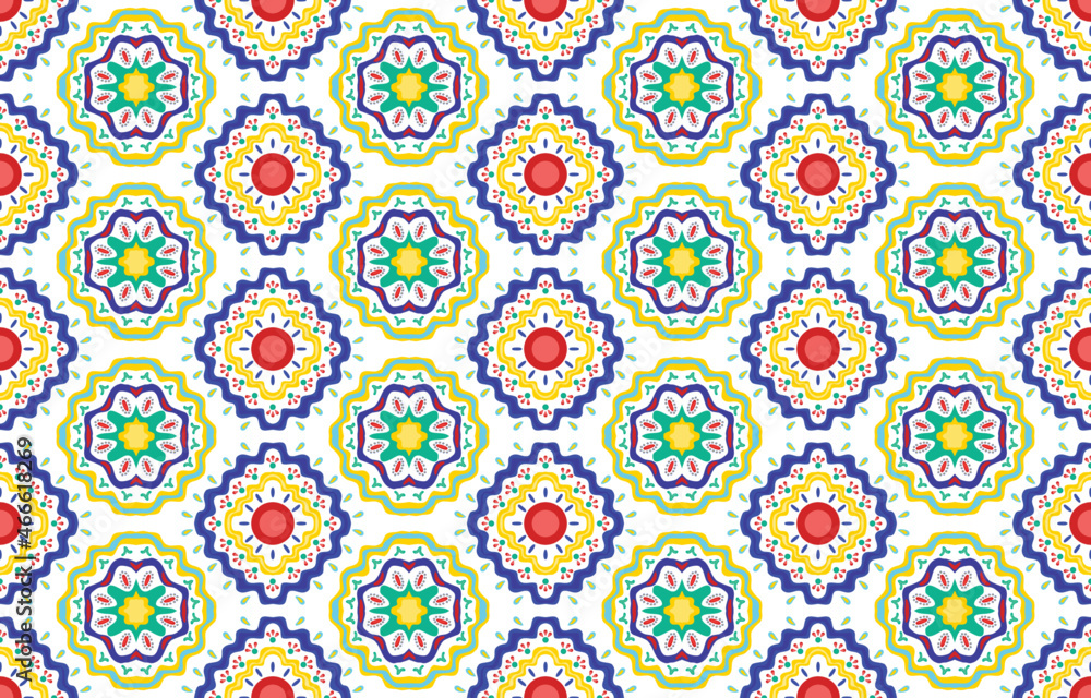 Ikat ethnic pattern design. Aztec fabric carpet mandala ornament boho chevron textile decoration wallpaper. Tribal turkey African Indian traditional embroidery oriental vector illustrations background Ikat ethnic pattern design. Aztec fabric carpet mandala ornament boho chevron textile decoration wallpaper. Tribal turkey African Indian traditional embroidery oriental vector illustrations background