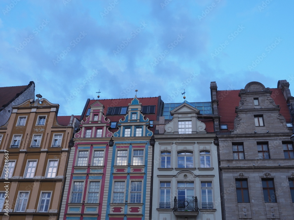 A row of gabled houses in Wrocław 