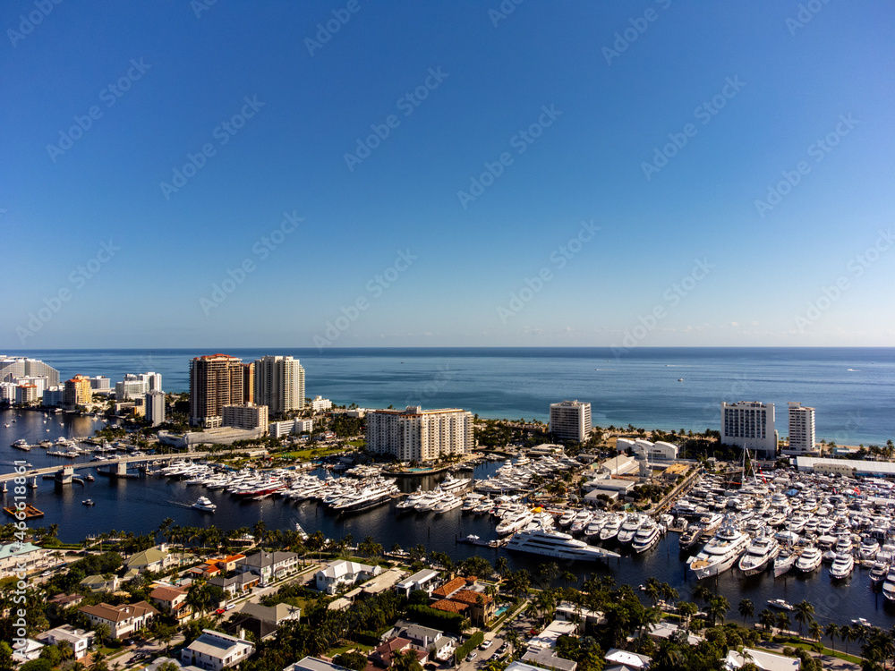 Aerial drone photo FLIBS Fort Lauderdale International Boat Show