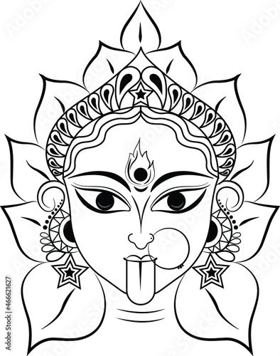 portrait of goddess with tongue out and black color 