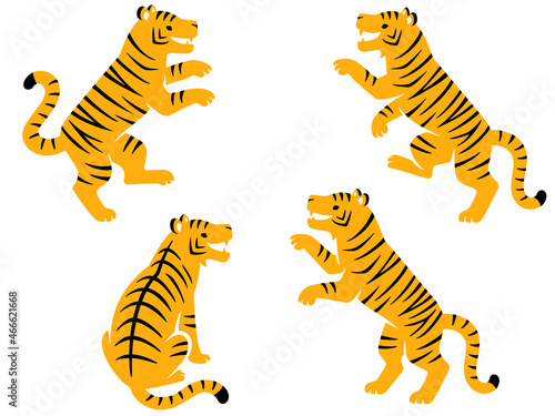 立ち上がる虎のイラストセット