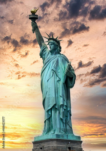 Statue of Liberty with colorful sunset sky © Spiroview Inc.