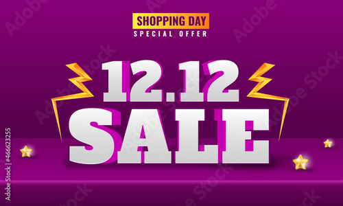 modern 3d realistic 12.12 flash sale banner shopping day