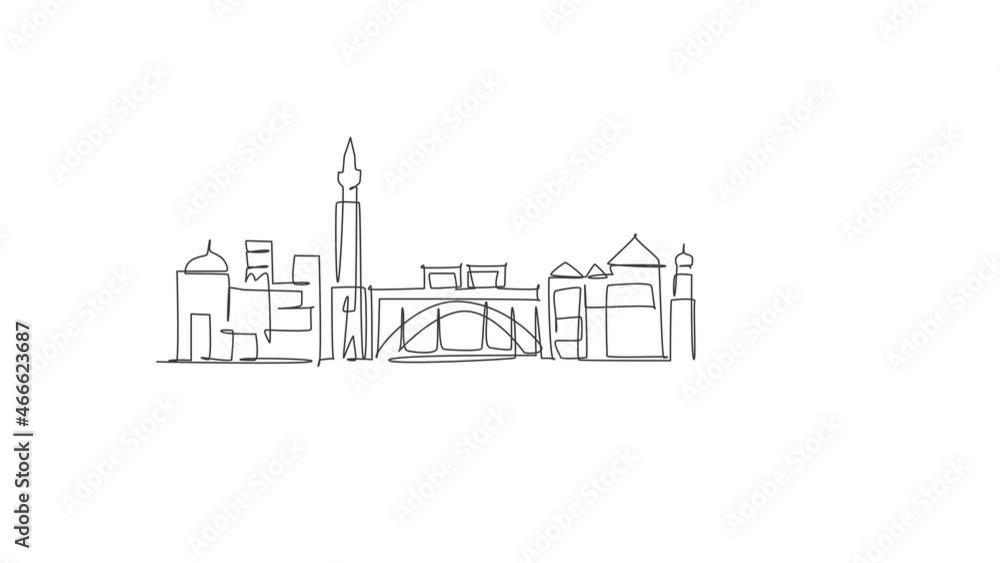 Animated self drawing of one continuous line draw Porto city skyline, Portugal. Beautiful landmark. World landscape tourism and travel vacation poster. Editable full length single line animation. Animated self drawing of one continuous line draw Porto city skyline, Portugal. Beautiful landmark. World landscape tourism and travel vacation poster. Editable full length single line animation.