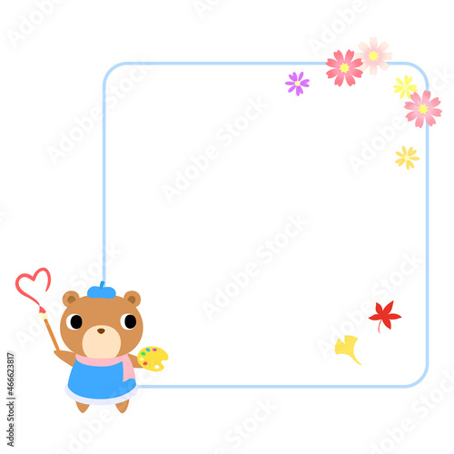 秋のクマアイコン　フレーム＋装飾付