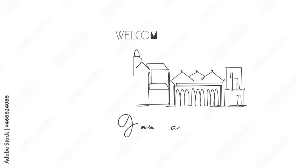 Animated self drawing of continuous line draw Granada city skyline, Spain. Beautiful skyscraper. World landscape tourism travel vacation concept wall decor poster. Full length single line animation. Animated self drawing of continuous line draw Granada city skyline, Spain. Beautiful skyscraper. World landscape tourism travel vacation concept wall decor poster. Full length single line animation.