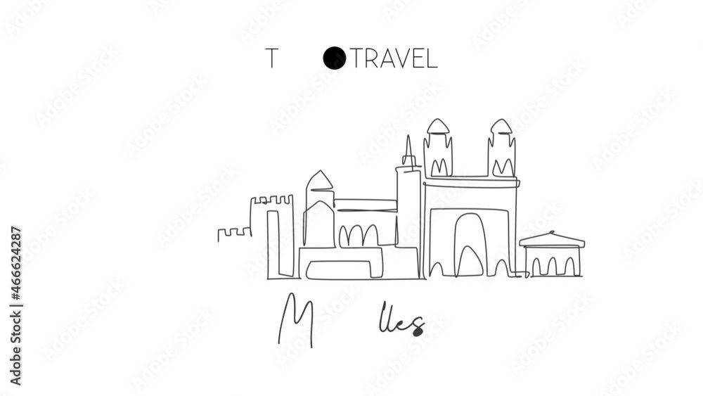 Animated self drawing of single continuous line draw Marseilles city skyline, France. Famous city skyscraper landscape. World travel wall decor poster print art concept. Full length one line animation Animated self drawing of single continuous line draw Marseilles city skyline, France. Famous city skyscraper landscape. World travel wall decor poster print art concept. Full length one line animation