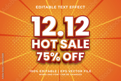 Editable text effect - 12.12 Hot Sale 3d template style premium vector