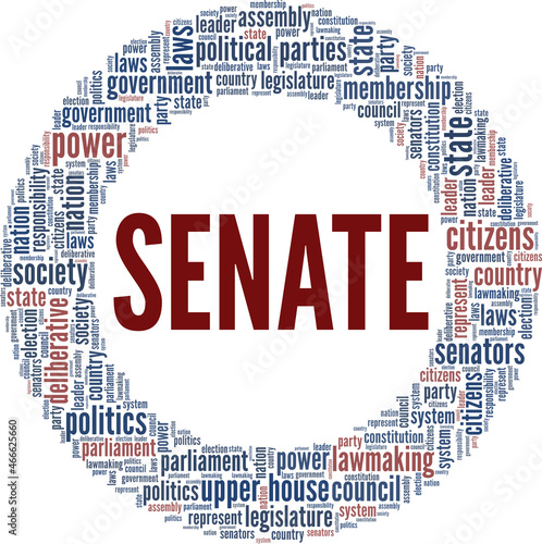 Senate vector illustration word cloud isolated on white background.