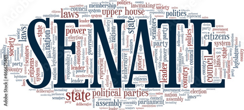 Senate vector illustration word cloud isolated on white background.