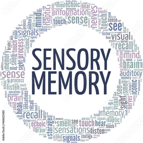 Sensory Memory vector illustration word cloud isolated on white background.