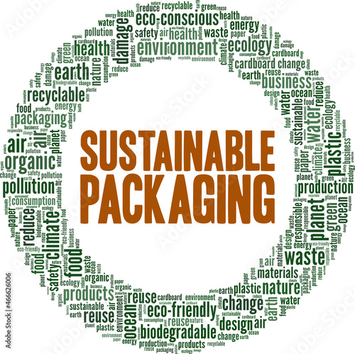 Sustainable packaging vector illustration word cloud isolated on white background.
