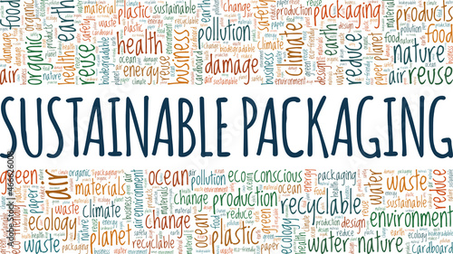 Sustainable packaging vector illustration word cloud isolated on white background.