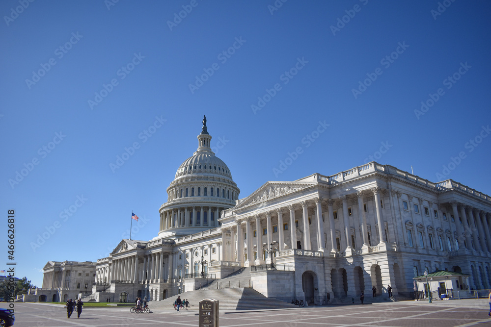 Washington, DC, USA - November 1, 2021: U.S. Capitol Building Viewed from the Northeast on a Bright, Clear Day