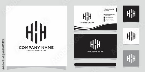 initial letter HHH, modern hexagon logo design with business card design. photo