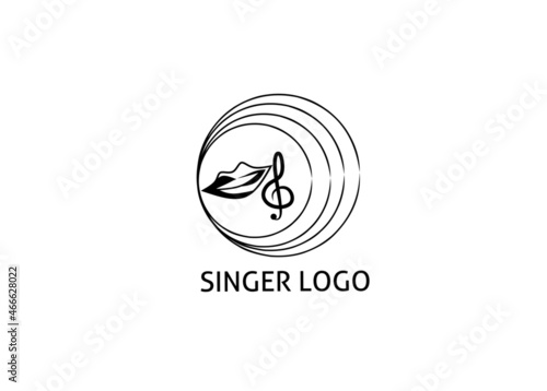 Singer Vocal Karaoke or Choir with Musical Notes Treble Clef Singing