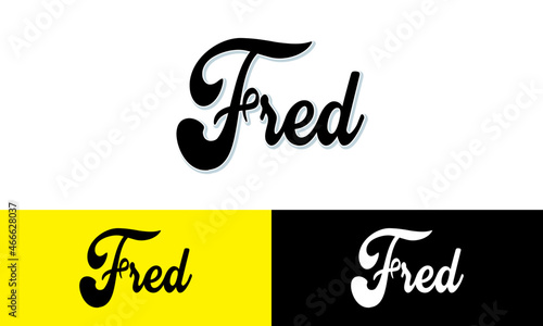 Fotografiet Fred Calligraphy With Yellow and Black Background.