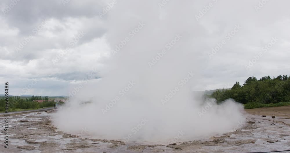 Geysir geyser tourism attraction close up in Iceland Golden circle Geysir geyser tourism attraction close up in Iceland Golden circle