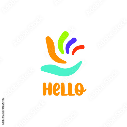 hello hand symbol logo design Modern line concept