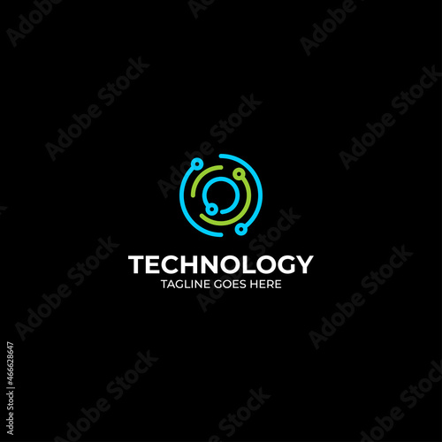abstract circle circuit technology logo