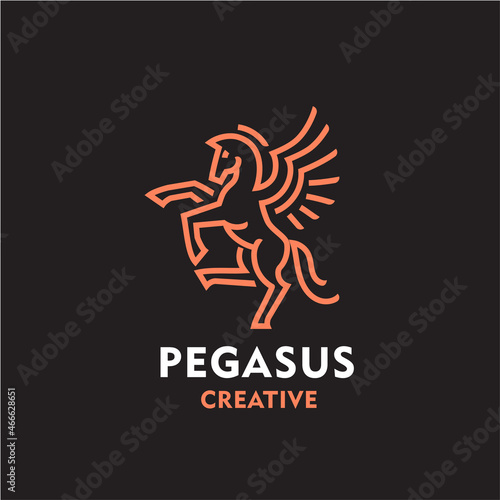 Pegasus linear logo design concept