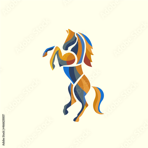 Standing Horse with colorful style illustration