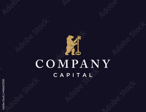 Luxury bear logo with key for real estate company