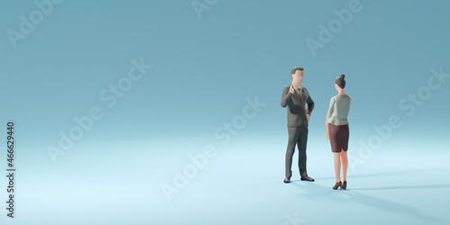 女性を注意する男性ビジネスマン / 叱責・注意・パワーハラスメント・上司の長い説教のコンセプトイメージ / 3Dレンダリンググラフィックス photo