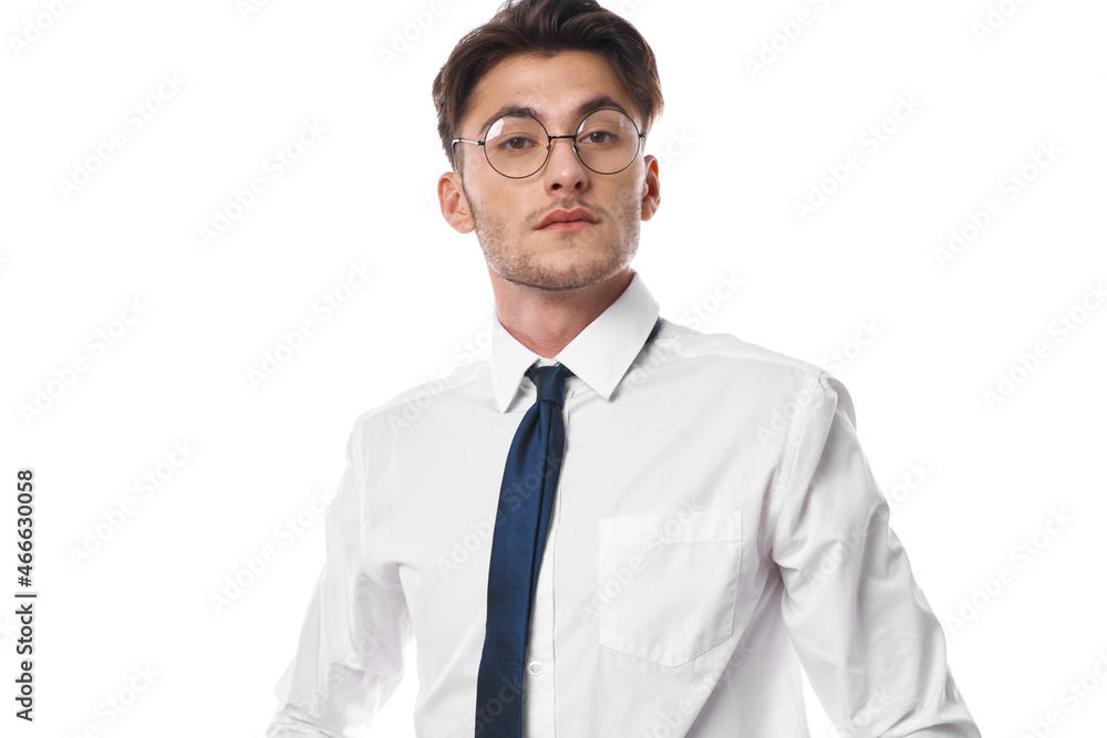 business man in white shirt with tie posing self confidence business man in white shirt with tie posing self confidence
