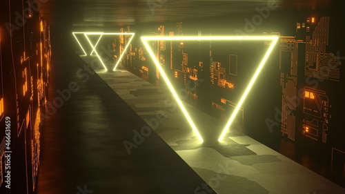 ネオン トンネル VJ サイバー空間 クラブ 黄 三角 [別Verあり] © GINGER_Tsukahara